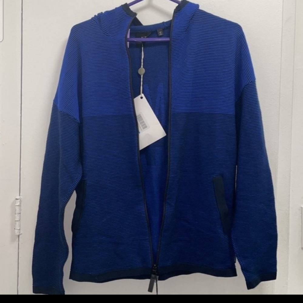 Armani Exchange Blue Cardigan Sweater